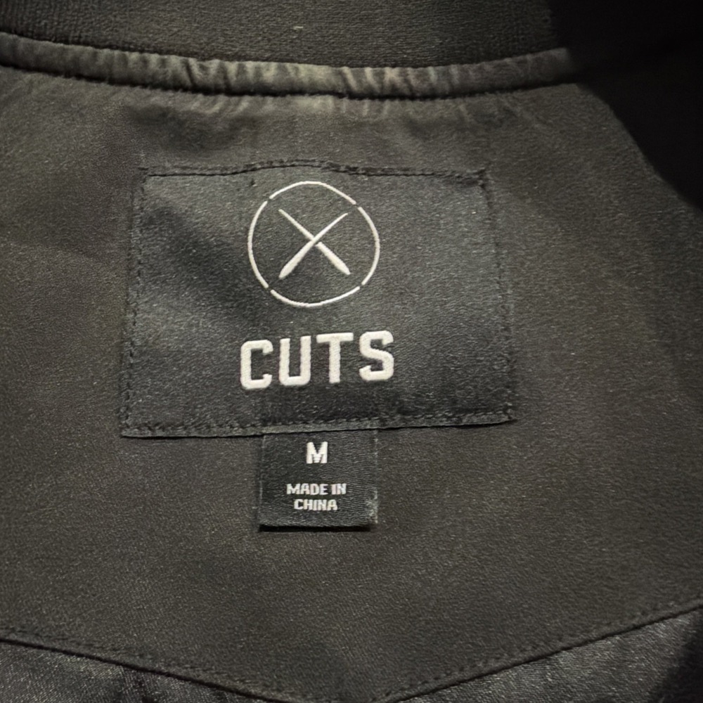 NWOT Cuts Clothing Legacy Bomber Jacket Men's Medium Solid Black $275 Retail - Picture 7 of 15